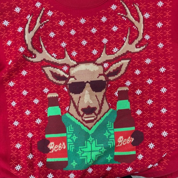 Red Deer Sunglasses Beer Ugly Christmas Sweater  Mens XL - Picture 4 of 9